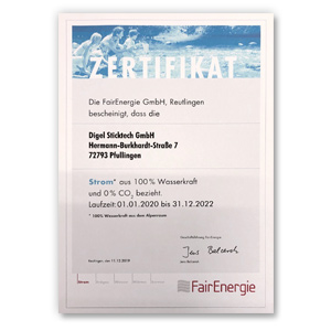 Zertifikat FairEnergie